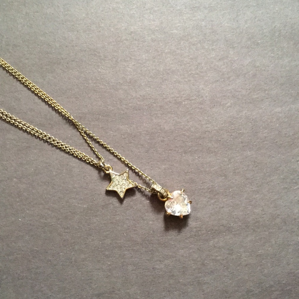 Double Strand Gold Heart and Star Necklace
